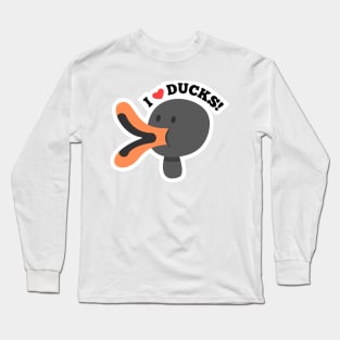 I Love Duck Cartoon Long Sleeve T-Shirt